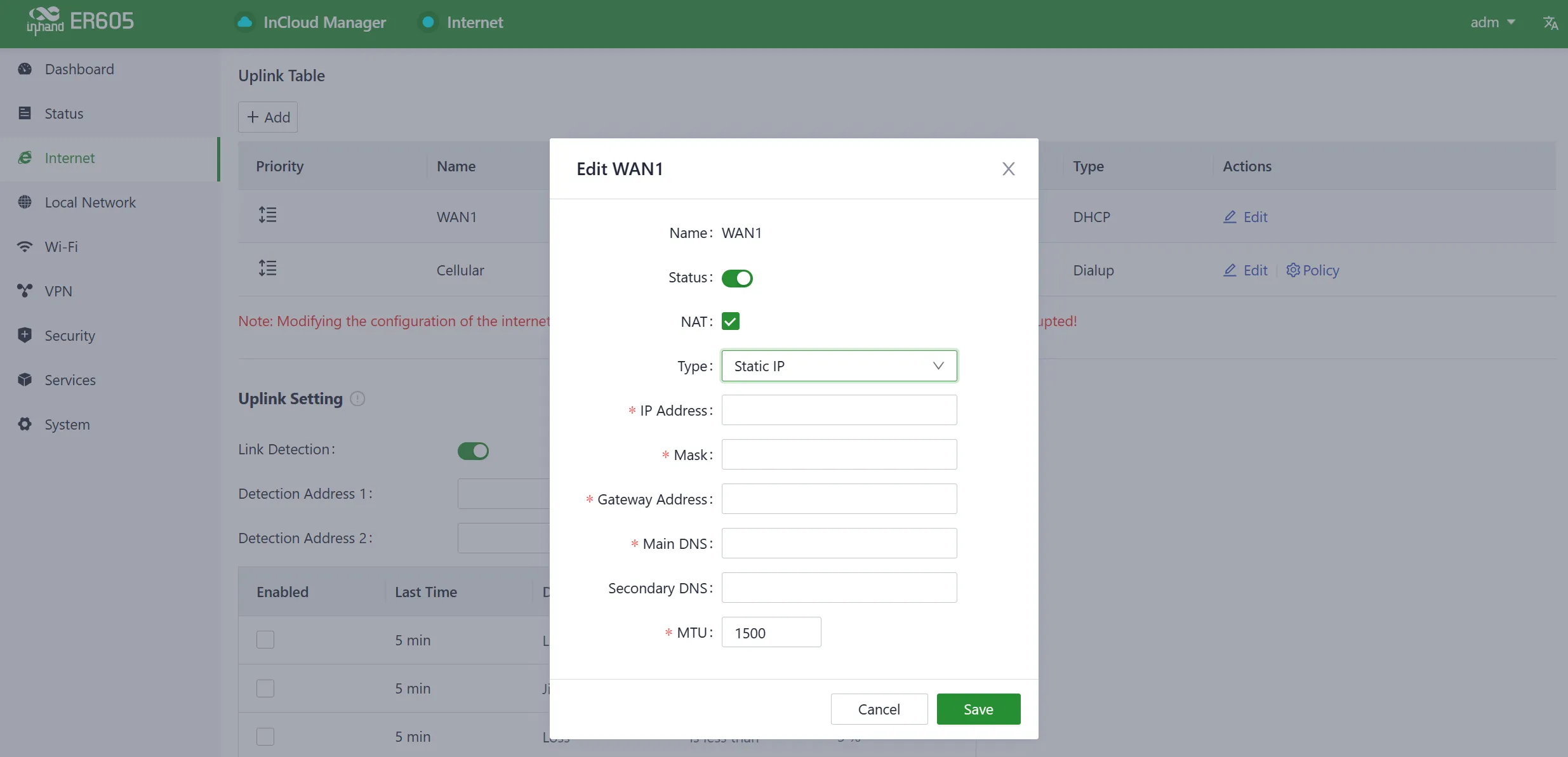 Static IP Configuration