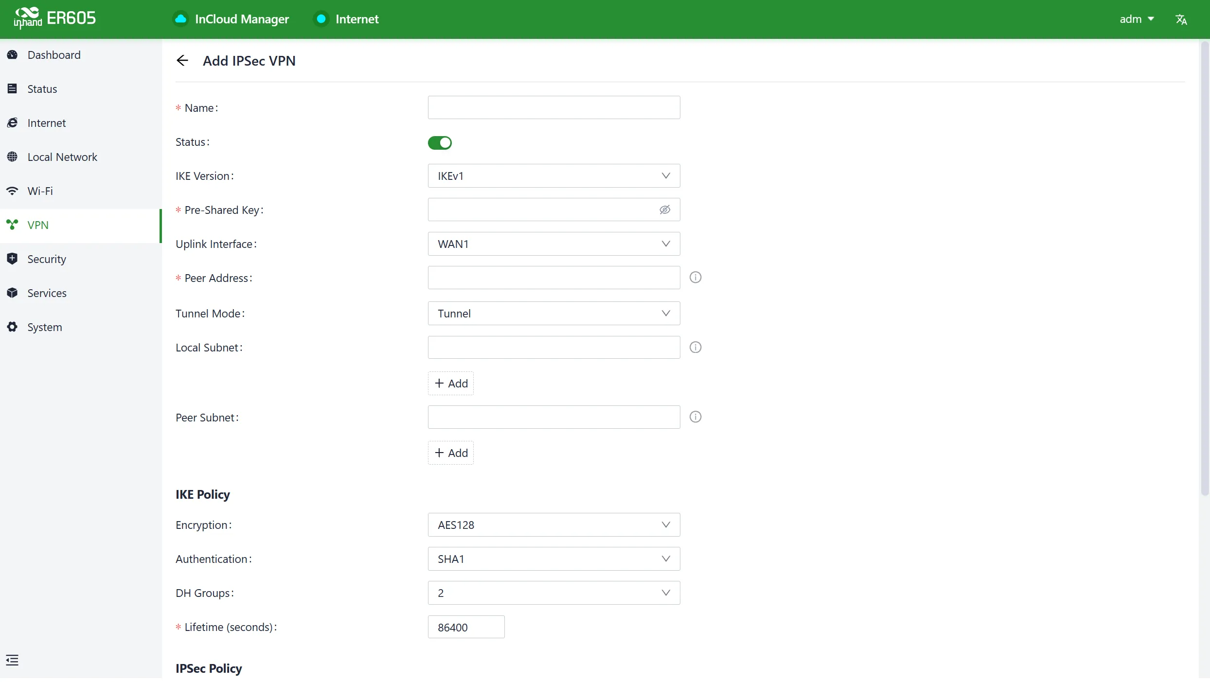 Add IPSec VPN