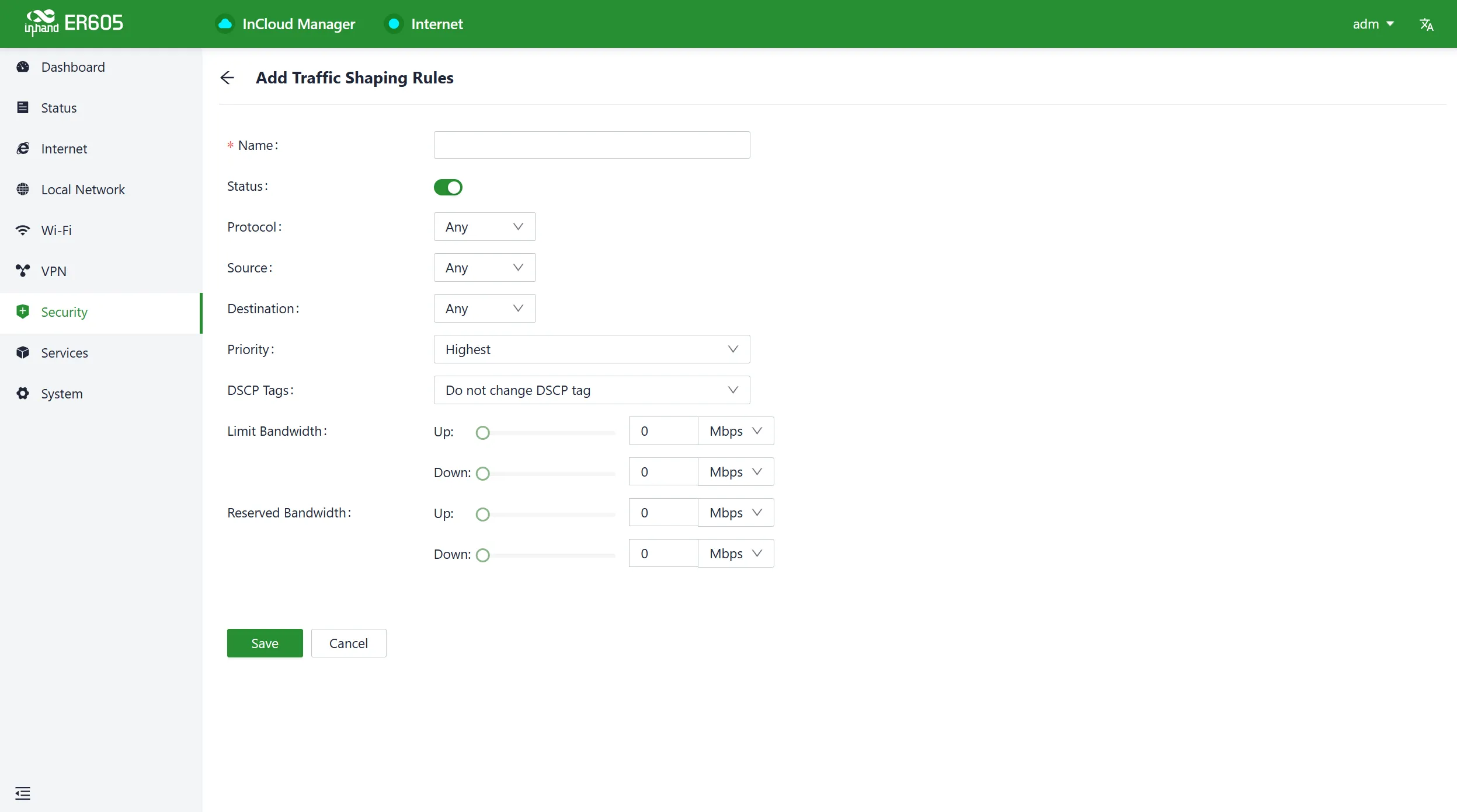 Add Traffic Shaping Rule