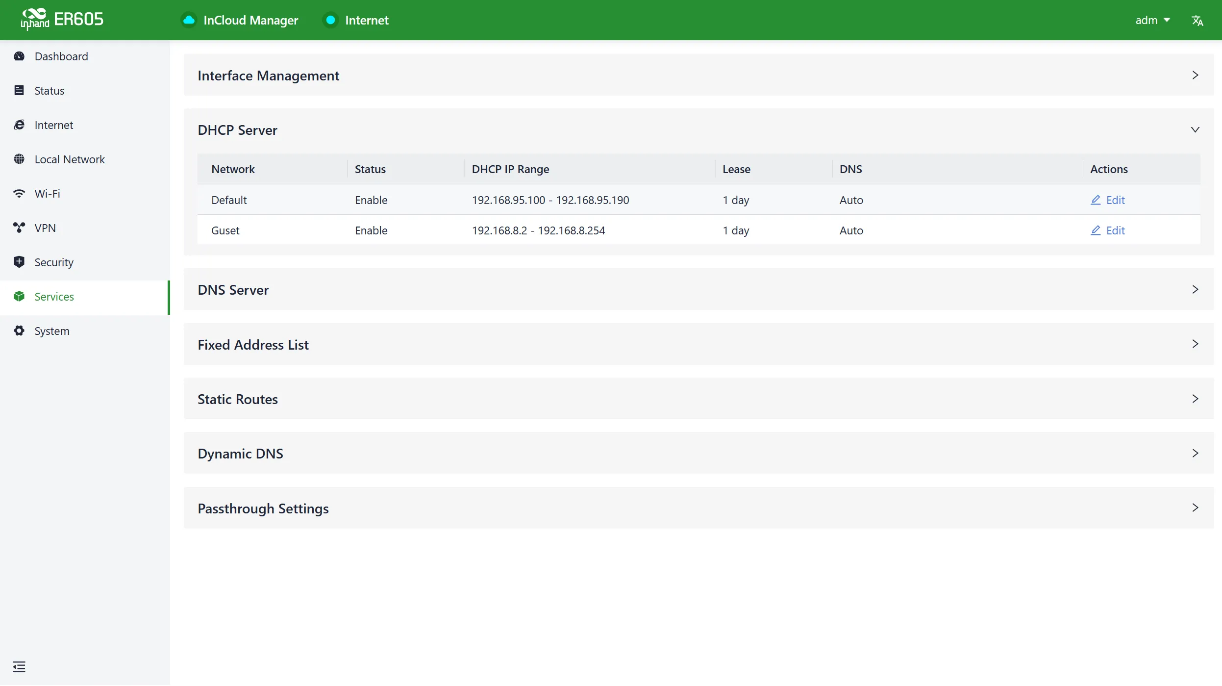 DHCP Server Interface