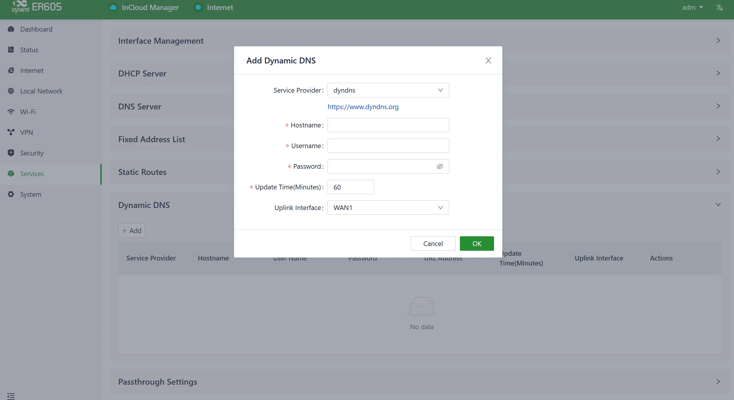 Add Dynamic DNS Service