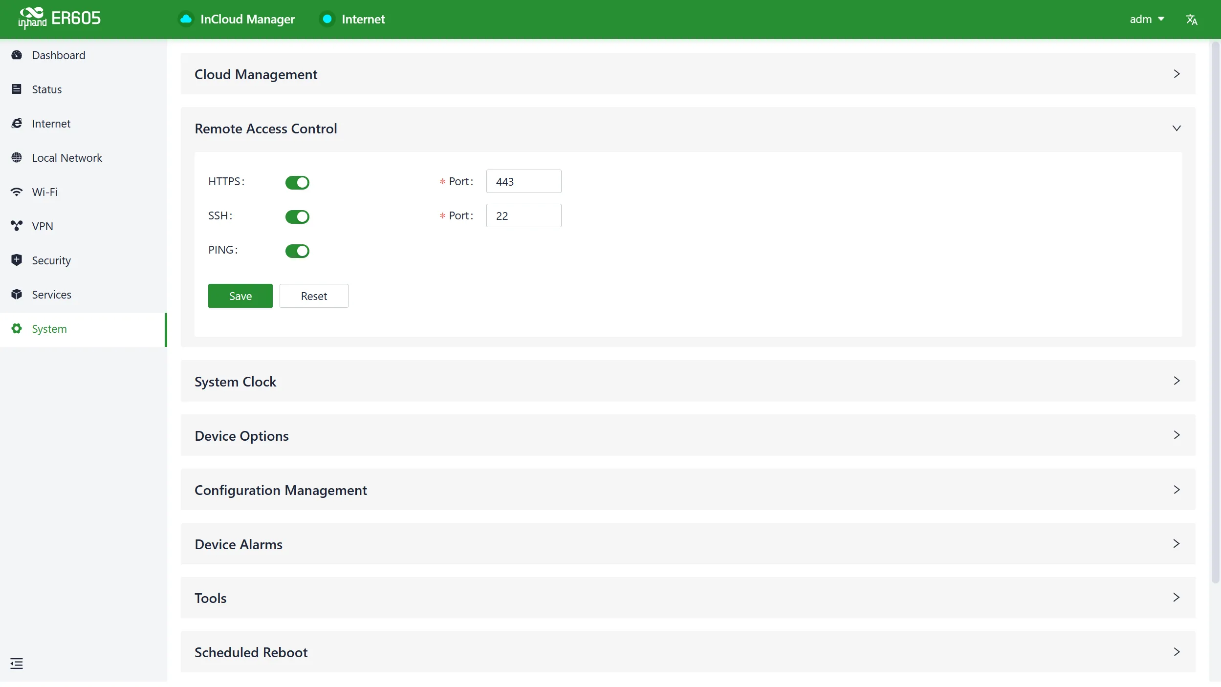 Remote Access Parameters