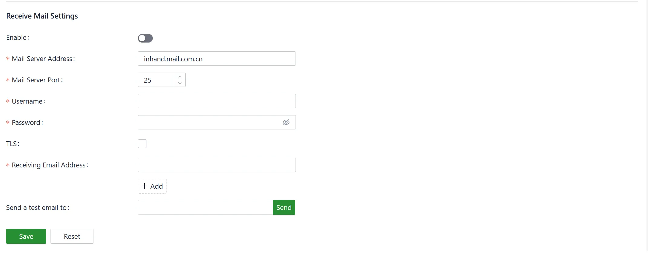 Mail Receiving Settings
