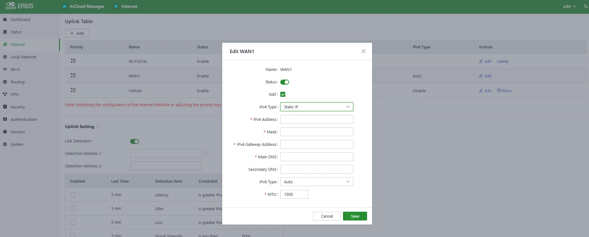 Static IP Configuration