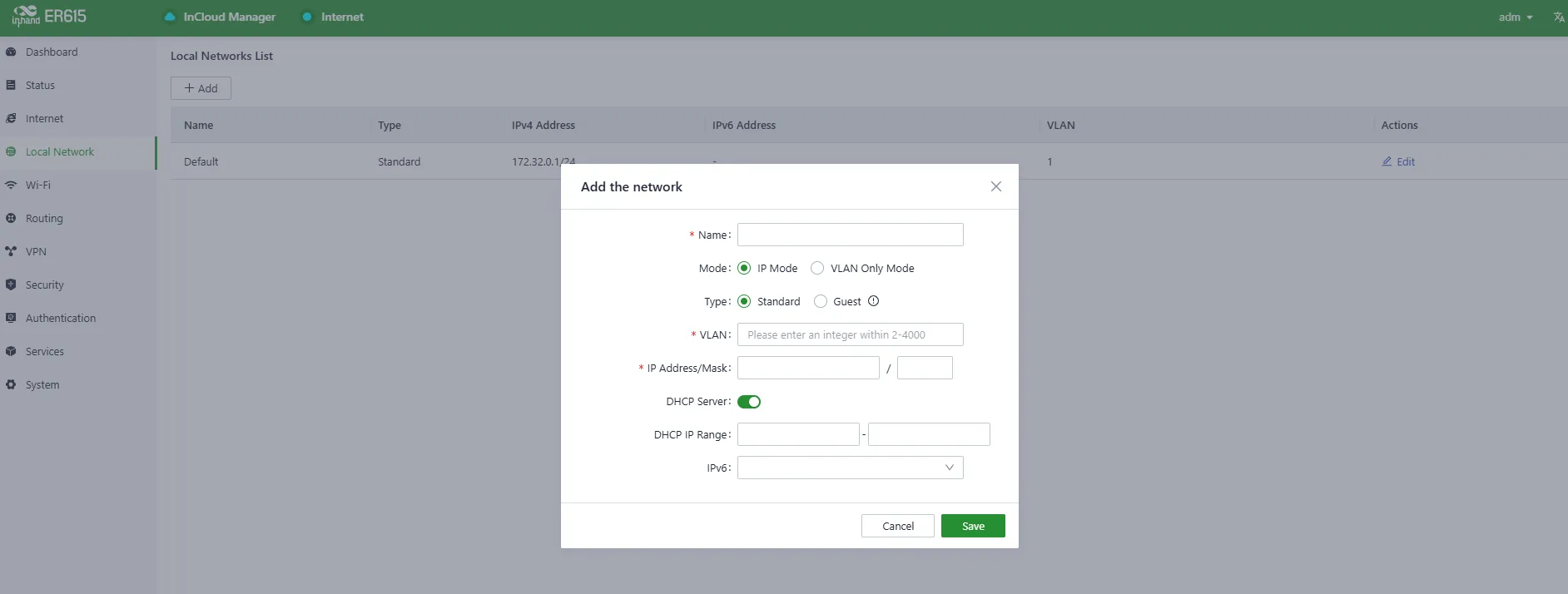 Add/Edit Local Network