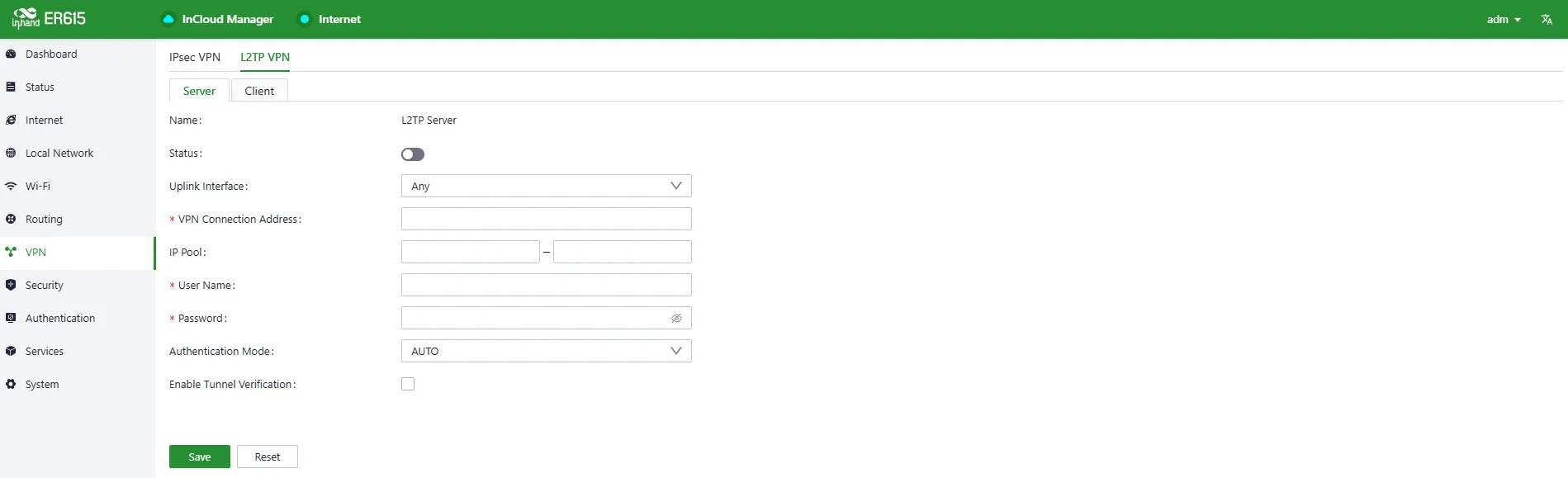 L2TP Server Parameters