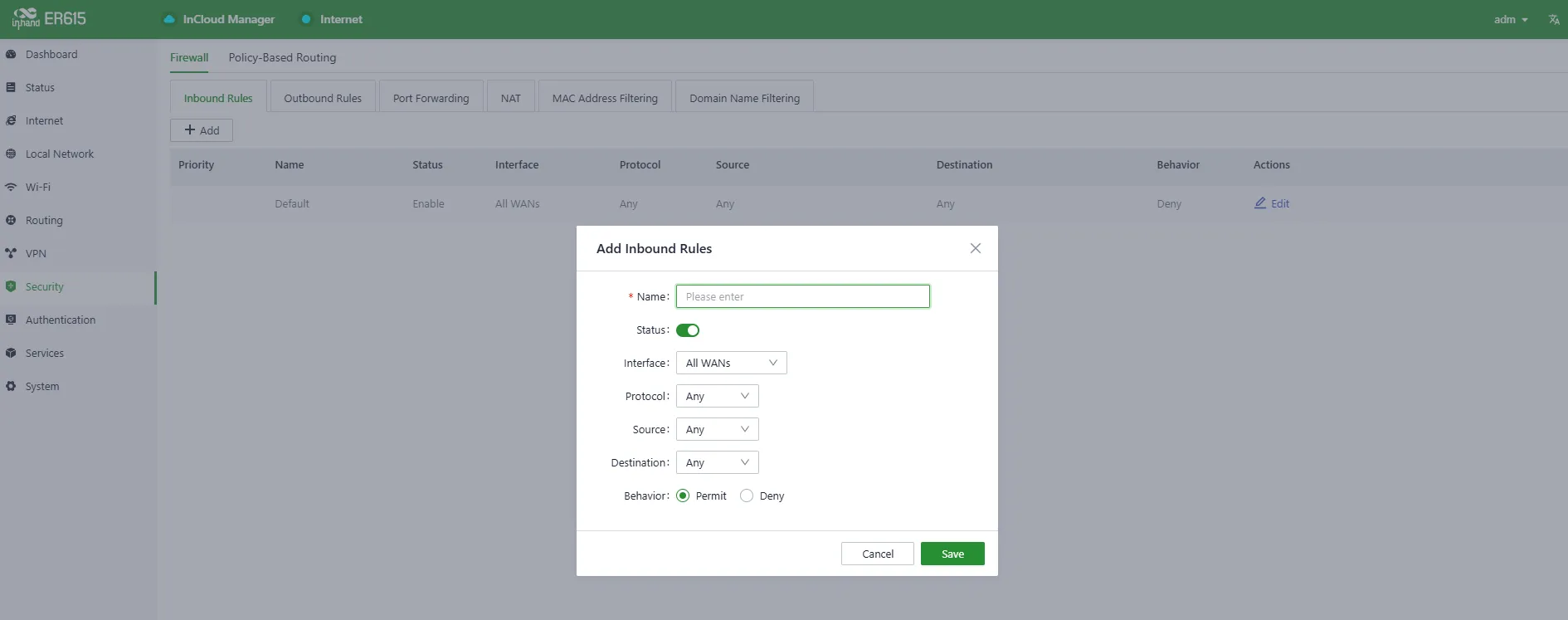 Add an Inbound/Outbound Rule