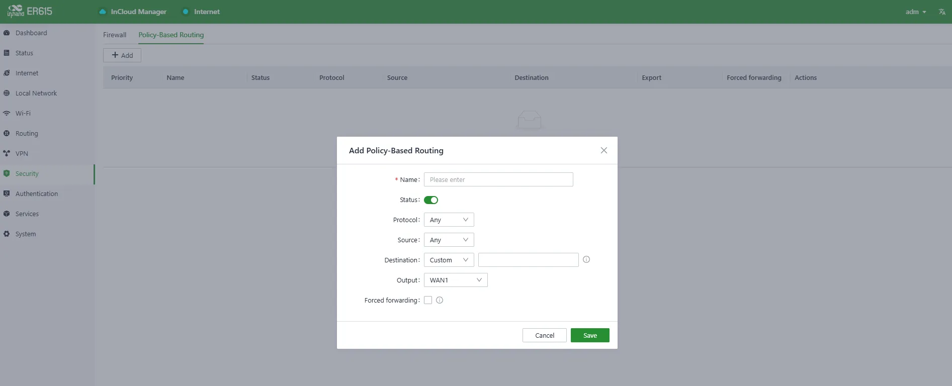 Add a Policy Routing Rule