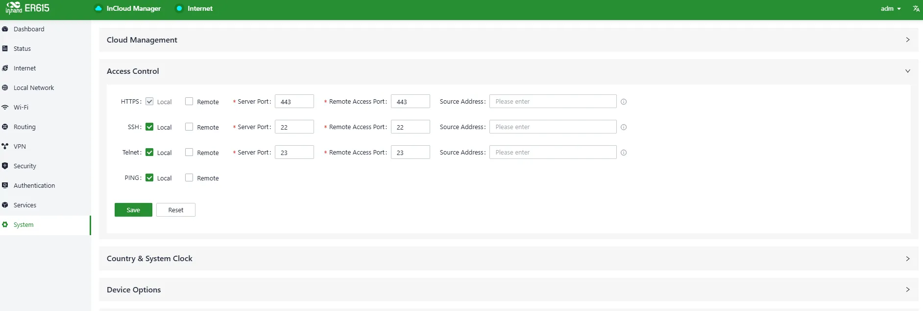 Access Control Parameters