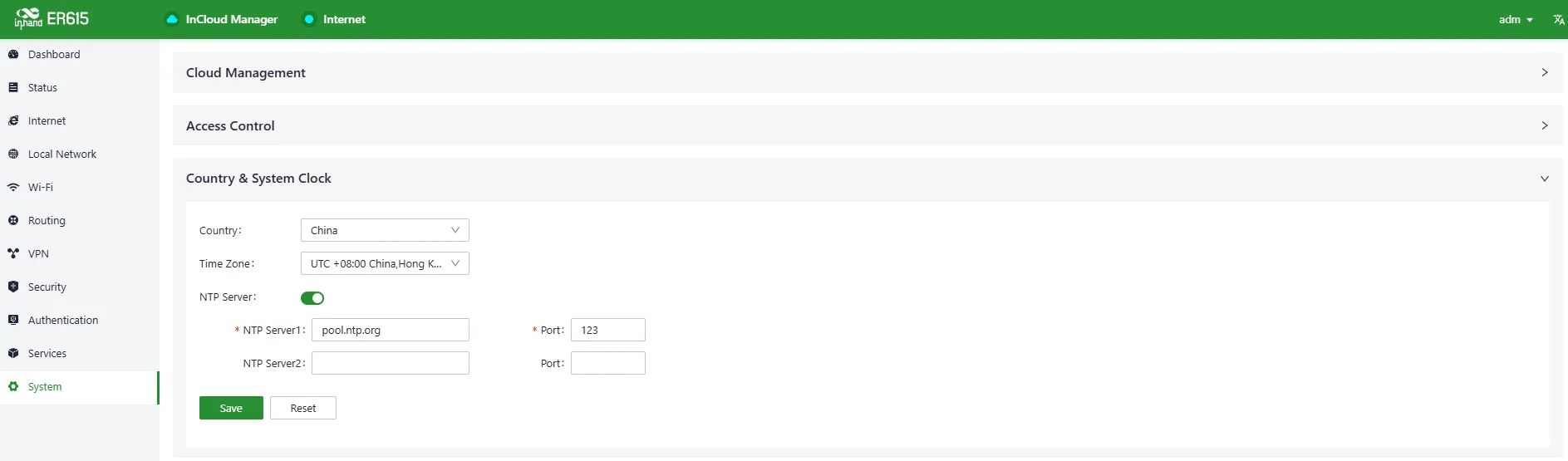 Time Zone and NTP Server