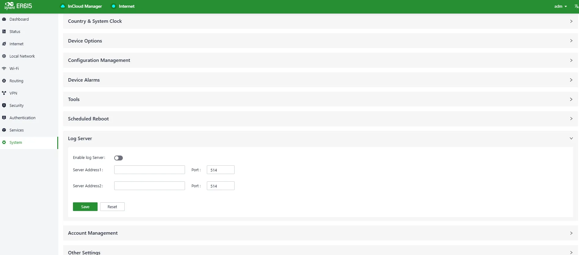 Log Server Address