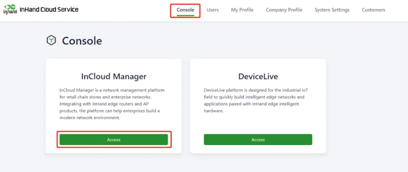 InCloud Manager Login