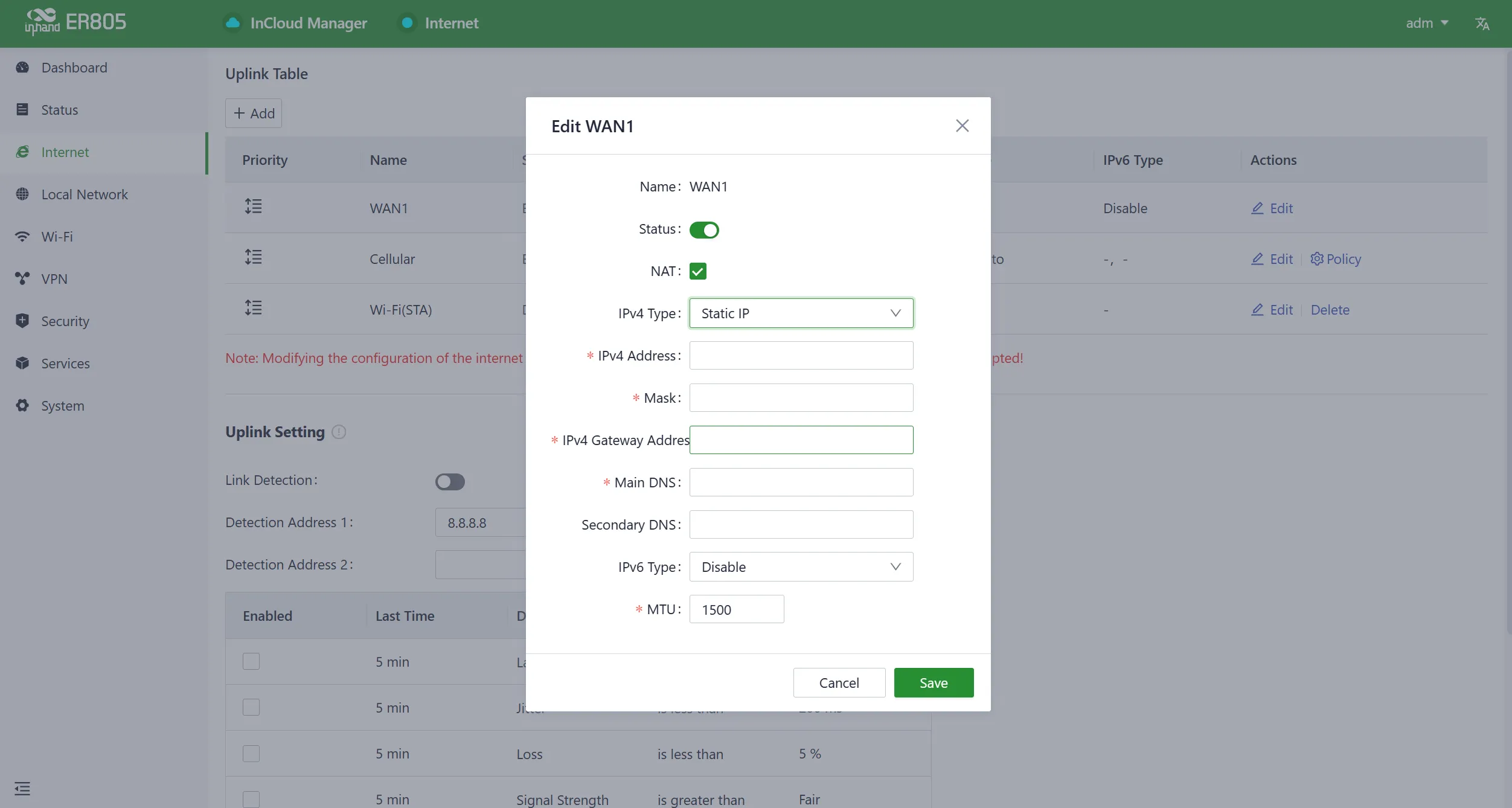 Static IP Configuration