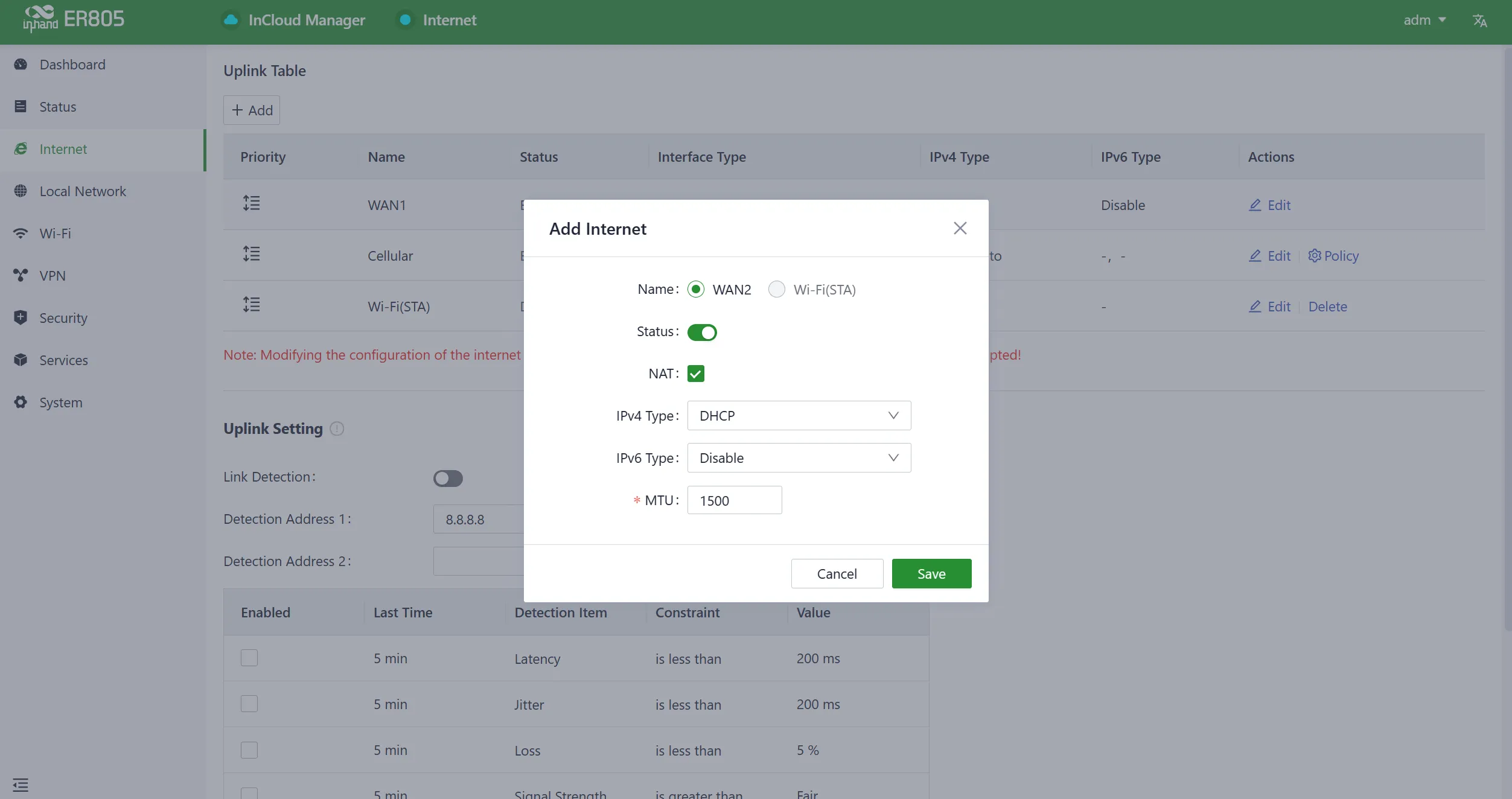Add WAN2 Interface