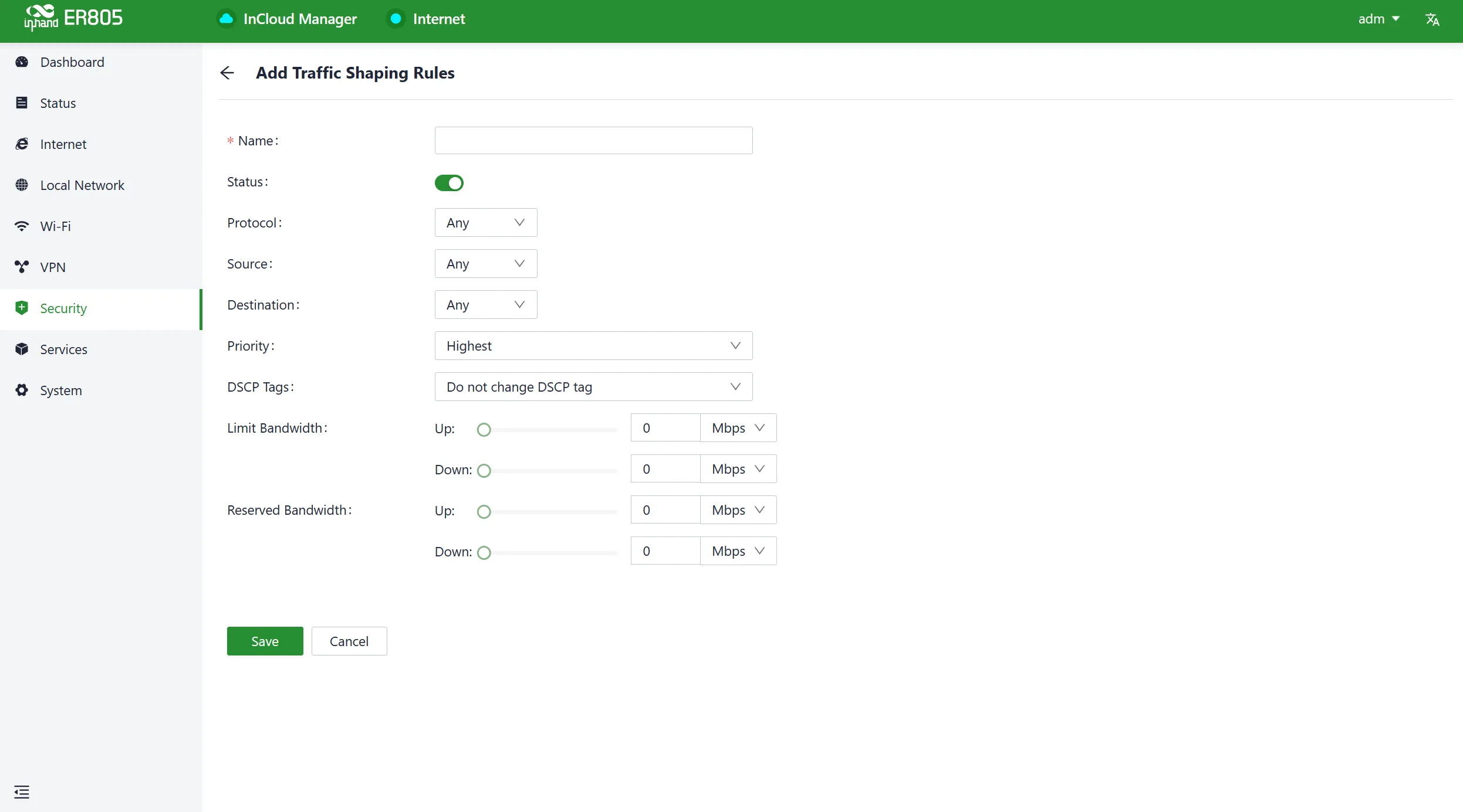 Add Traffic Shaping Rule