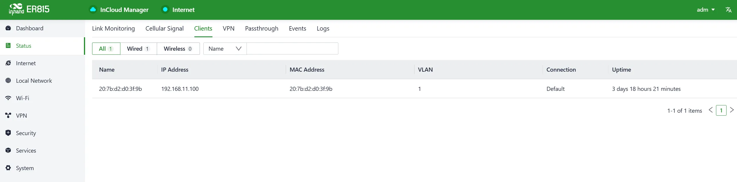 Clients Connected to ER815