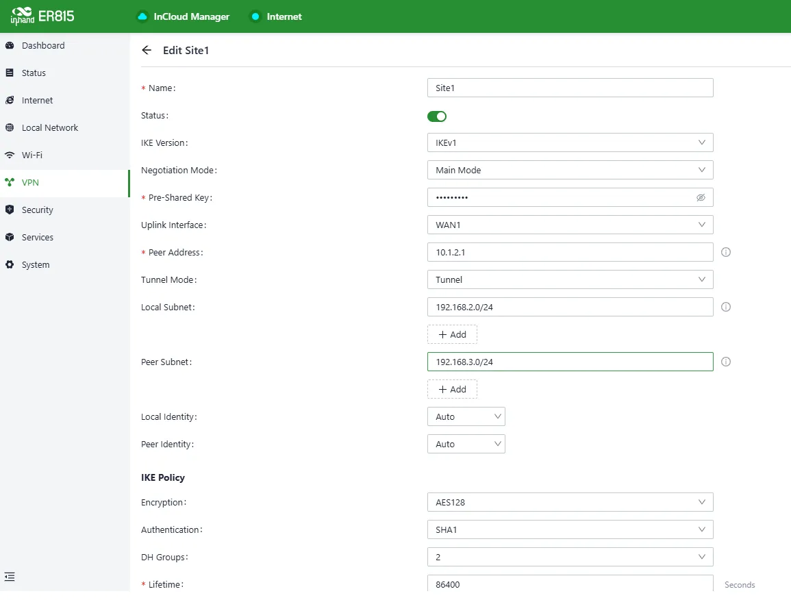 IPSec VPN Advanced Settings