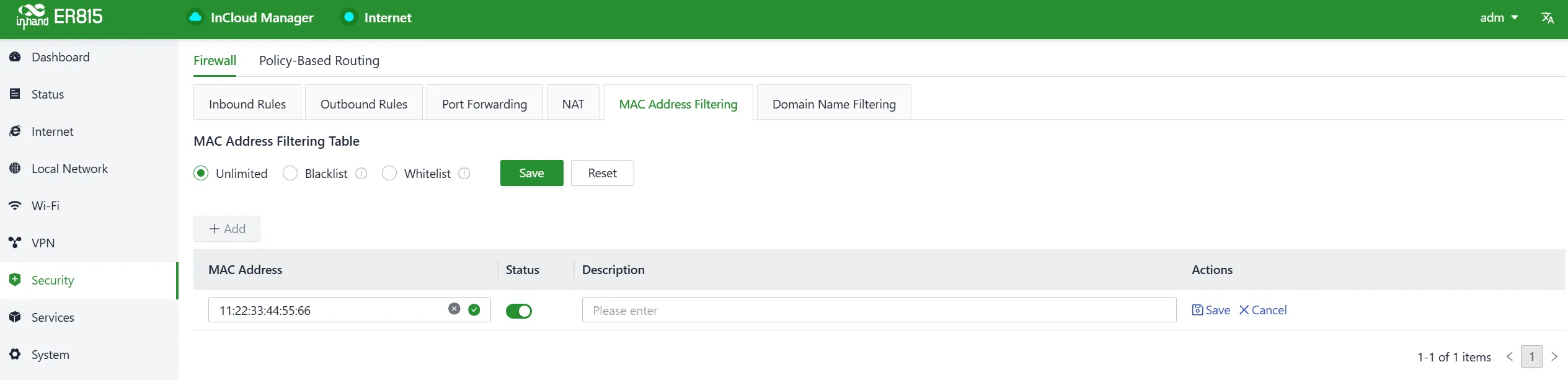 Add a MAC Address Filter Rule