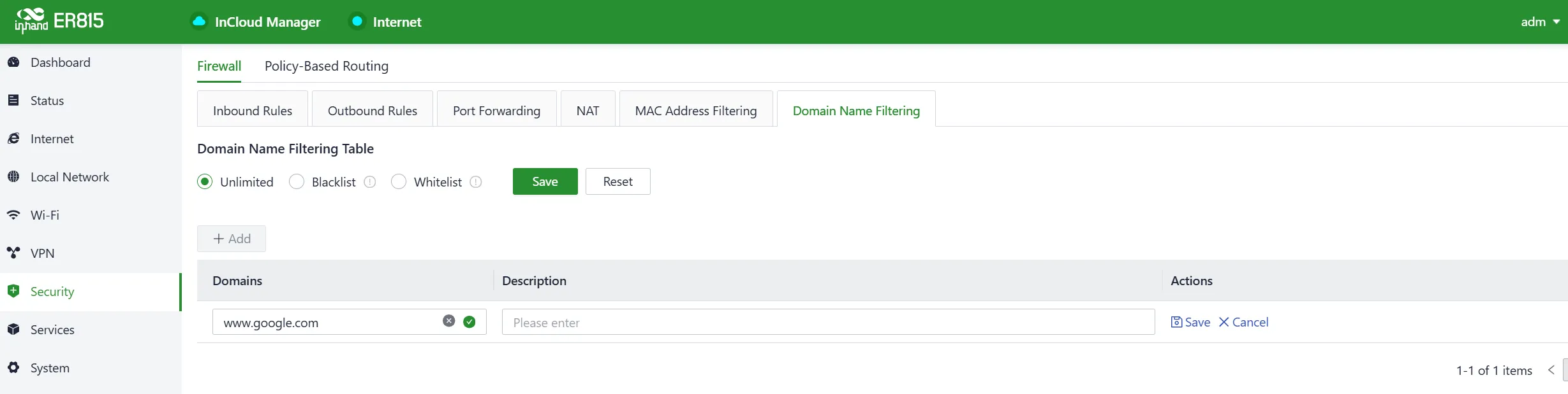 Add a Domain Name Filter Rule