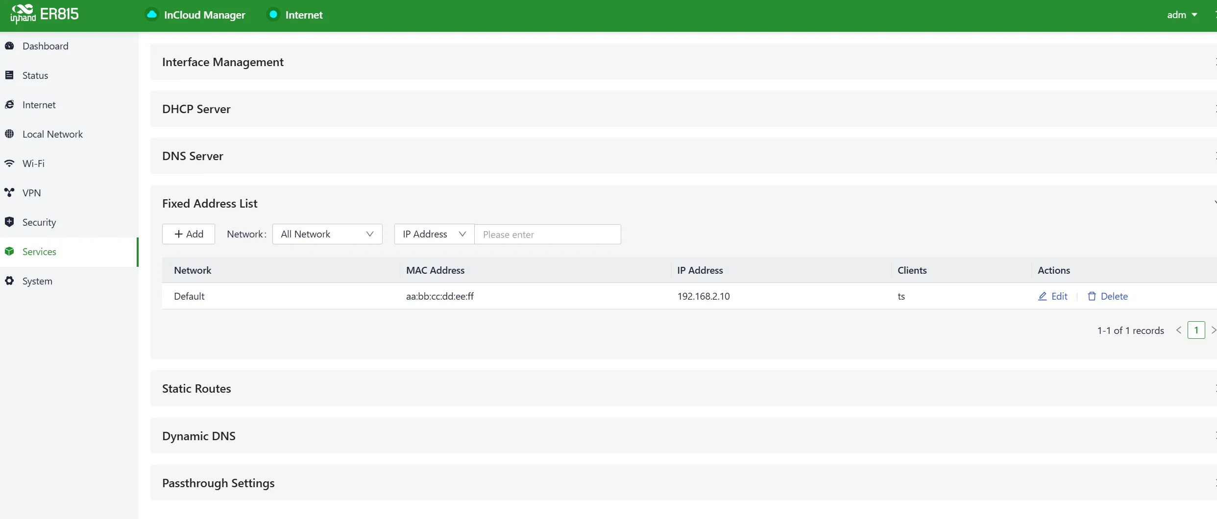 Add a Fixed IP Address