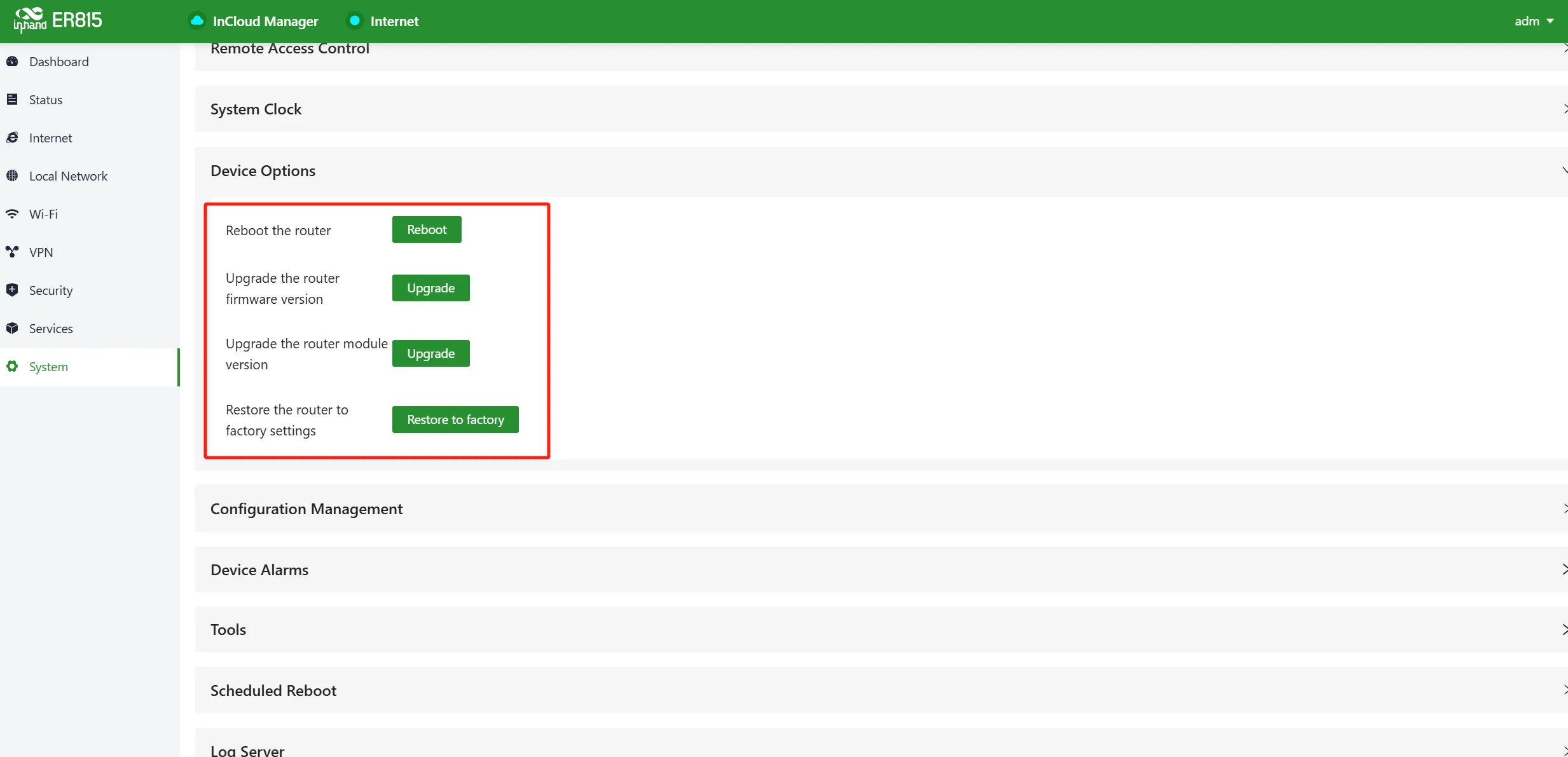 Device Options
