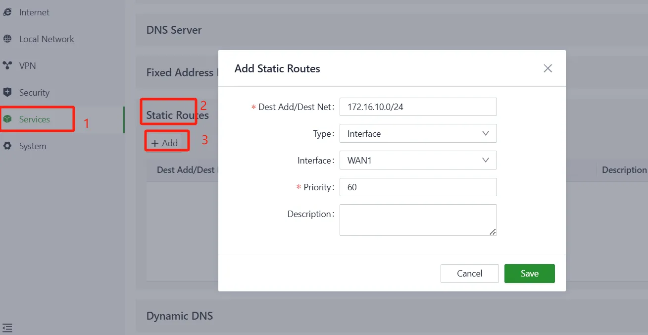 Create the Static Route