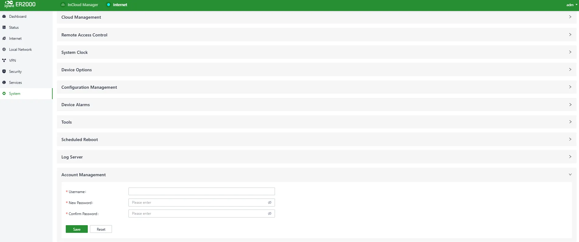 Modify Web Login Account/Password
