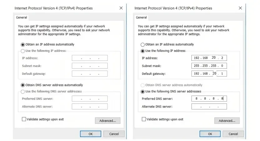 Configure PC IP Address