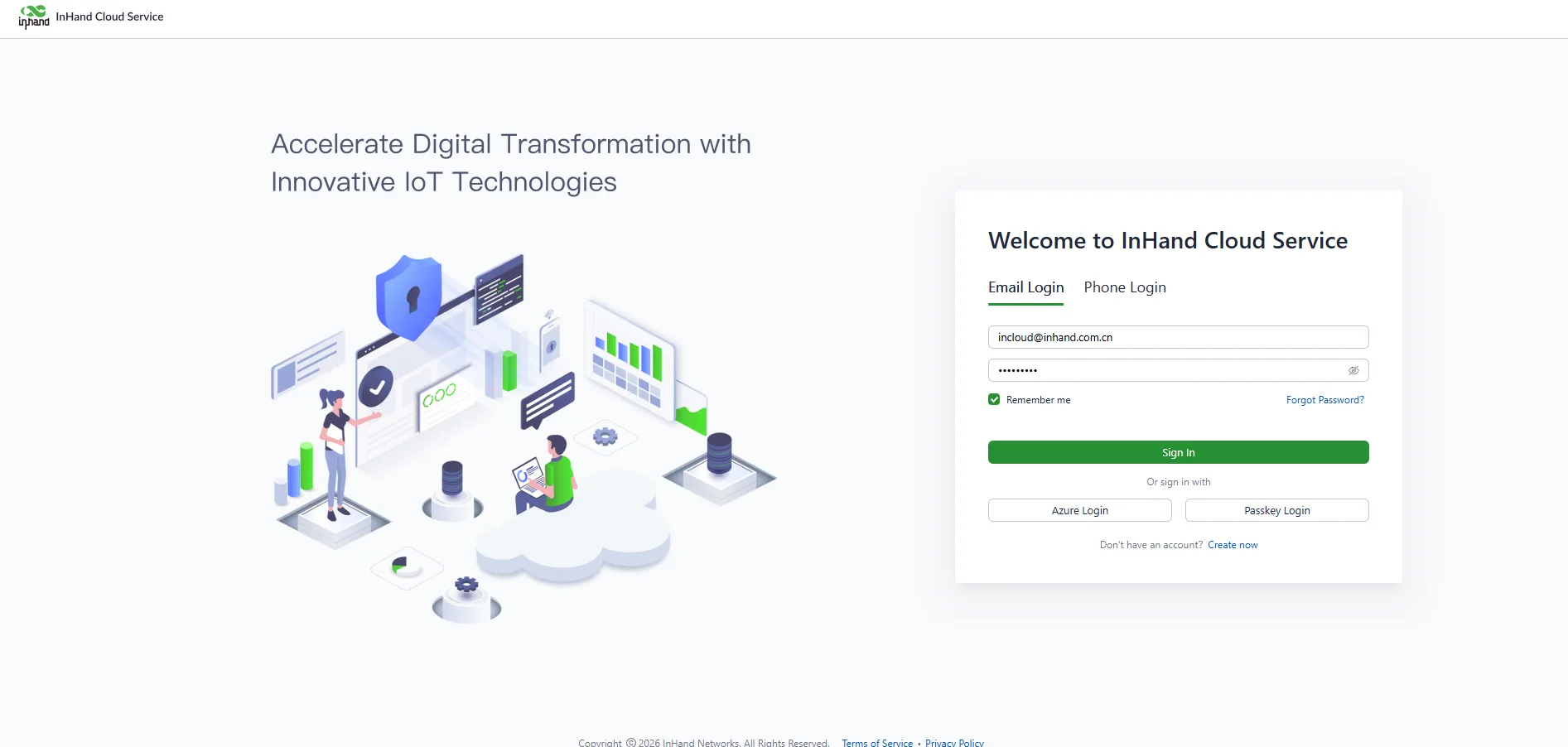 Register an InHand Cloud Service Account