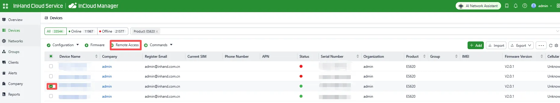 Select Target Device for Remote Access