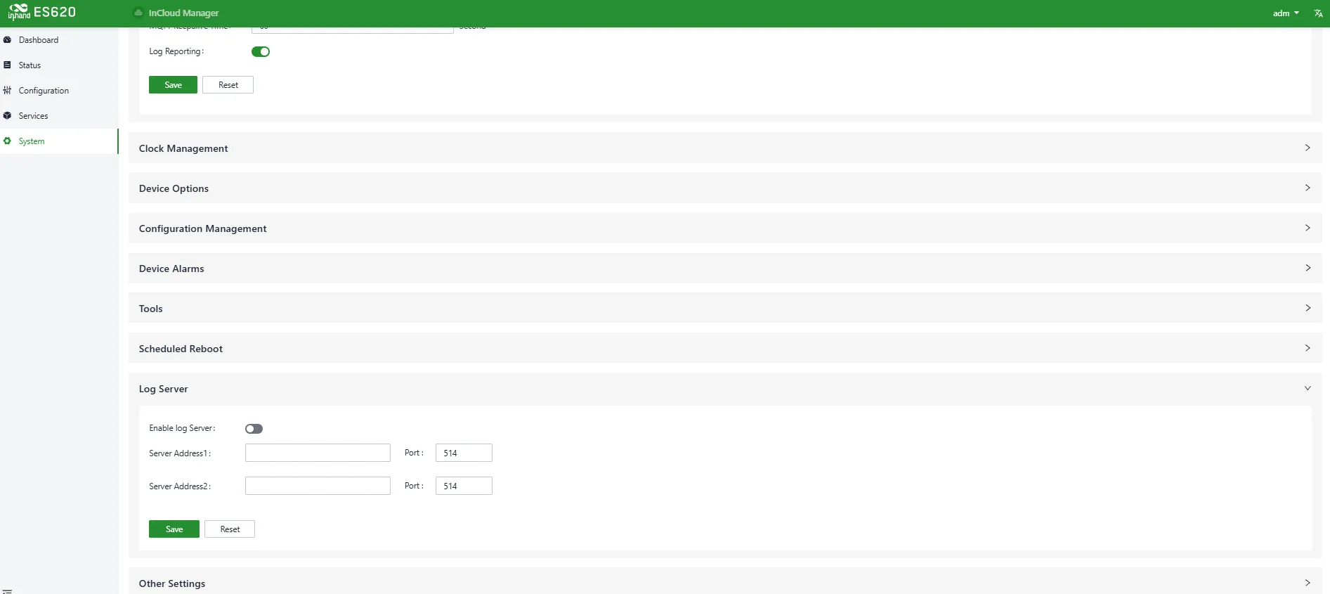 Log Server Address