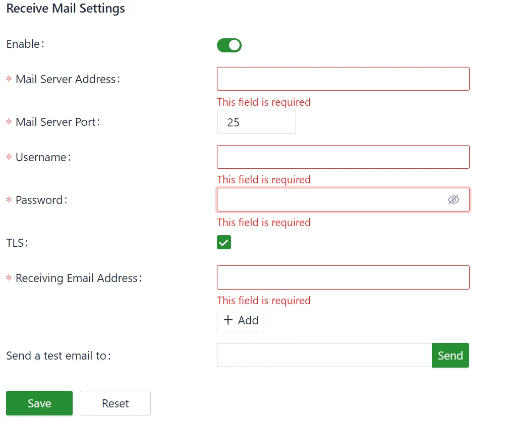 Set the e-mail address