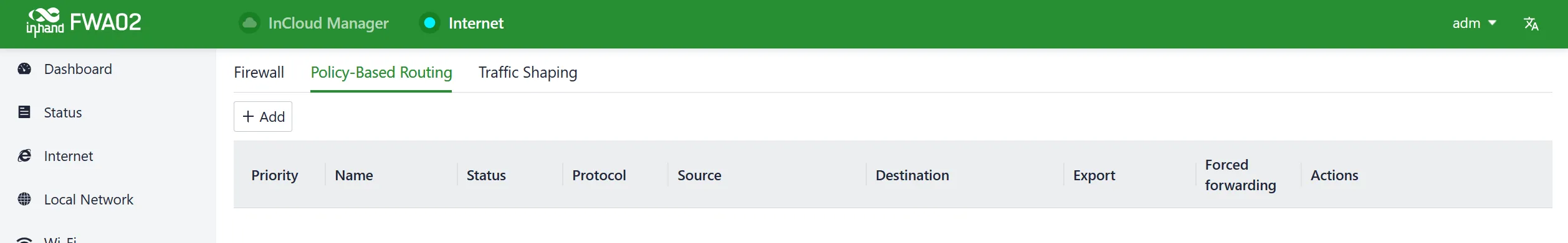 Policy-based routing interface