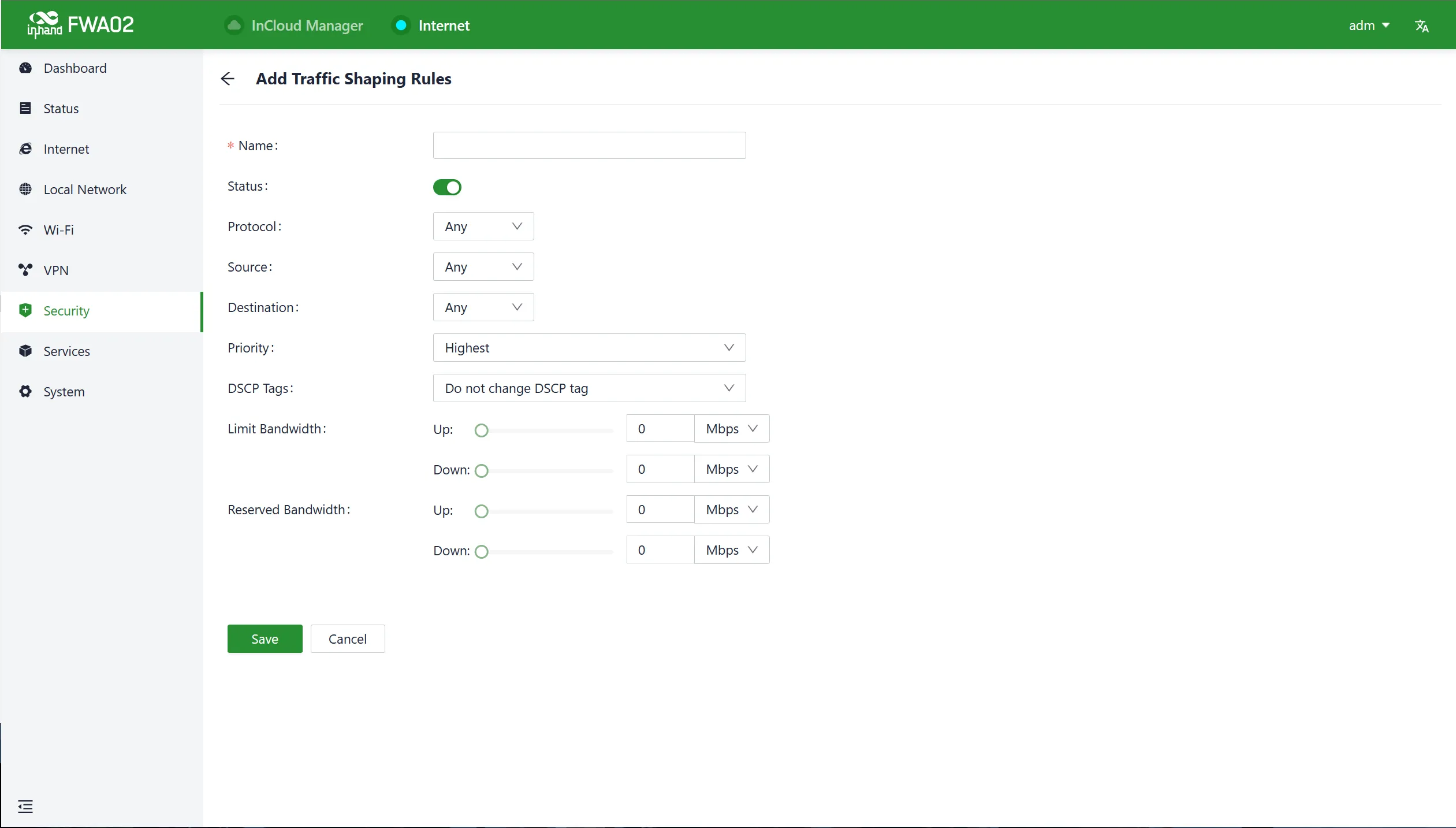 Add a traffic-shaping rule