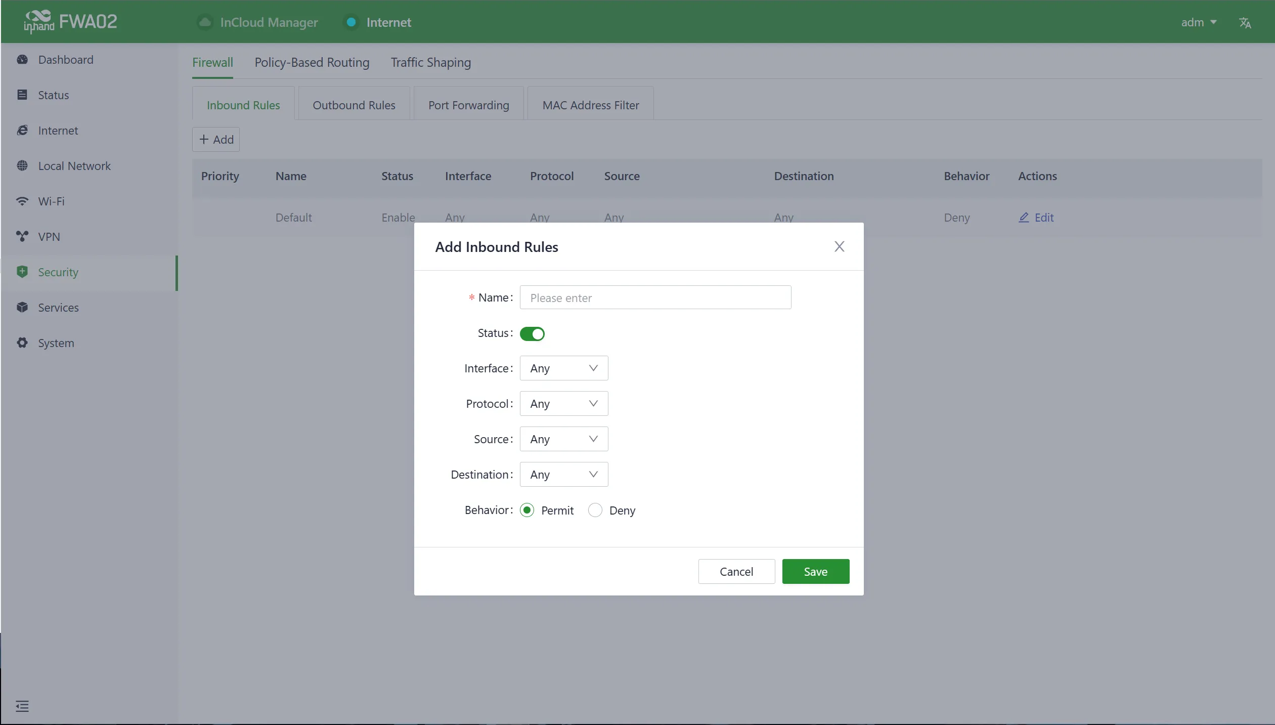 Add an inbound rule
