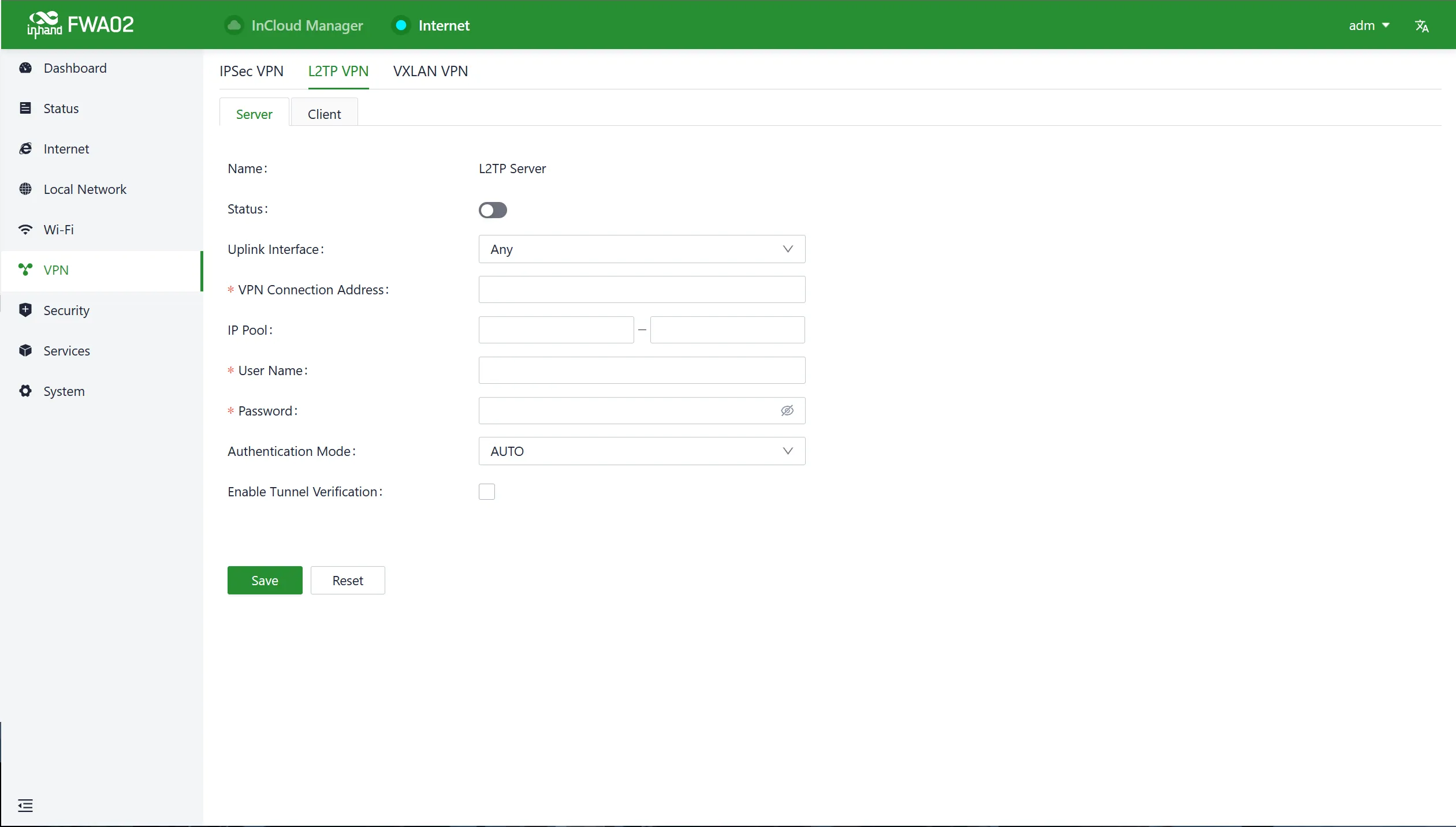 L2TP VPN interface