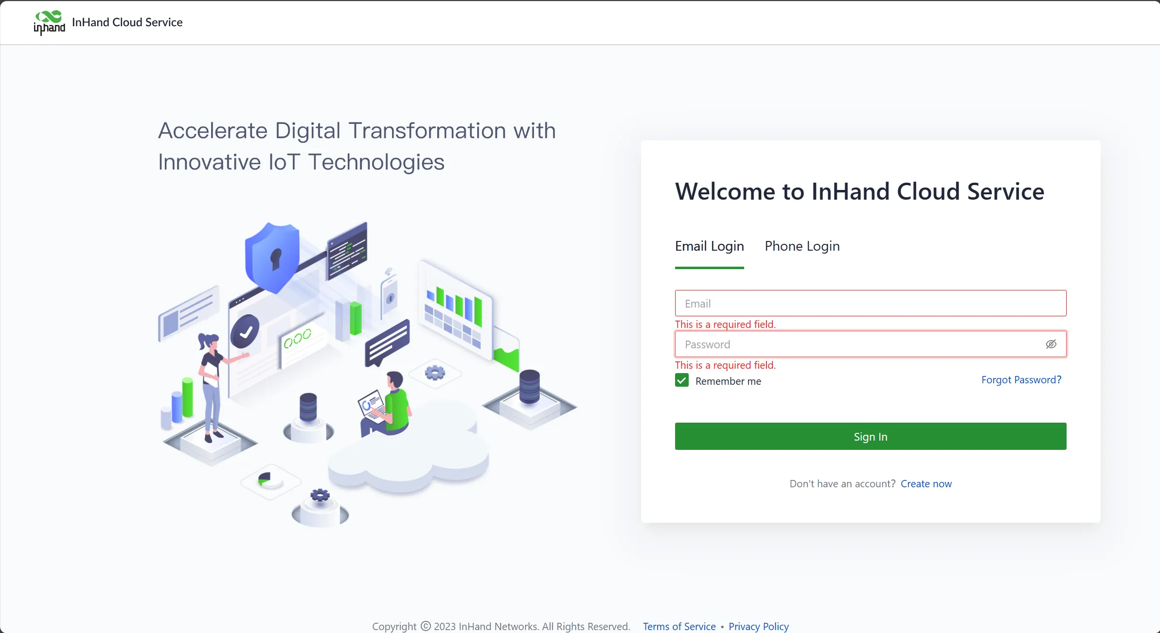 InCloud Manager login page