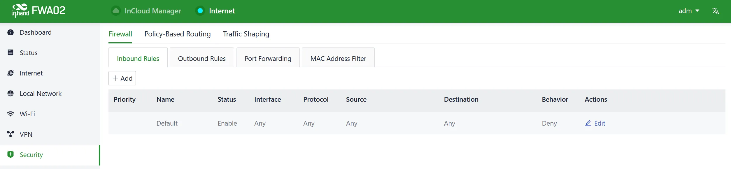 Set the inbound/outbound rules