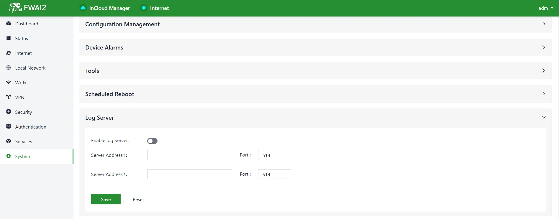 Set the Log Server's address