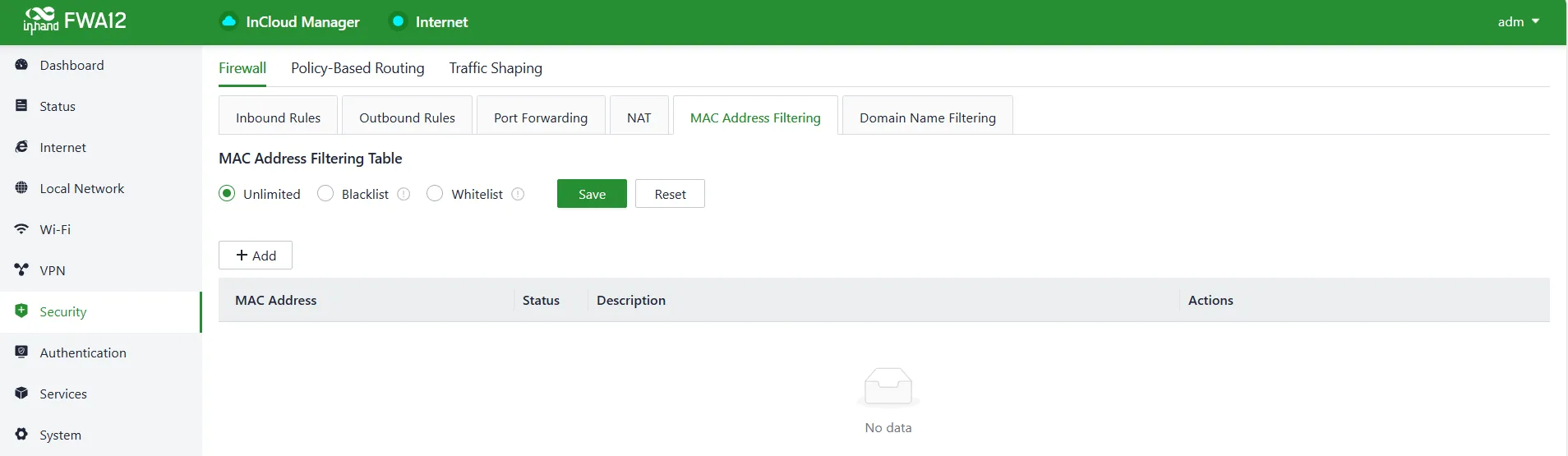 Set the MAC Address Filter Rule
