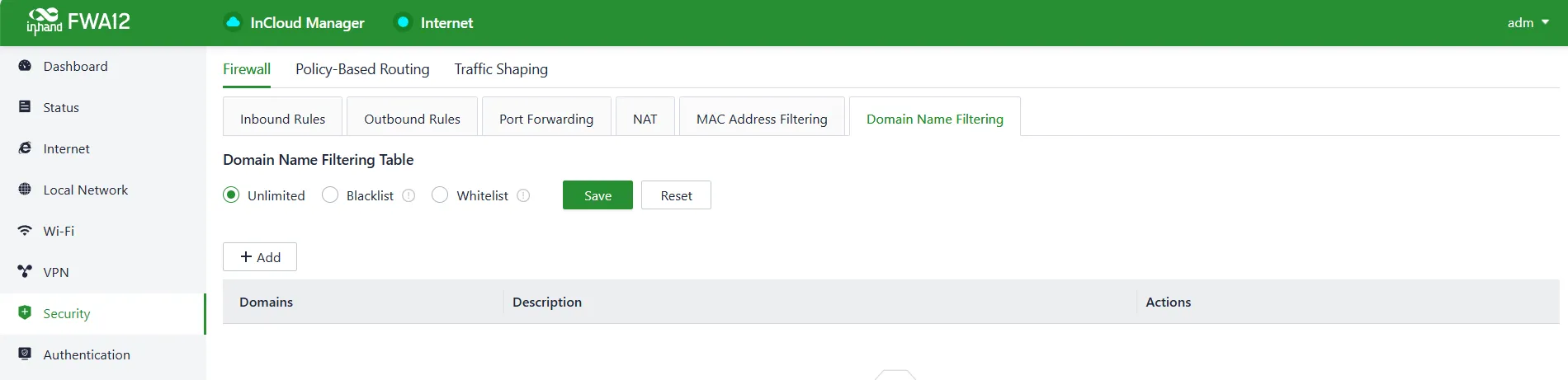 Add a domain name filter rule