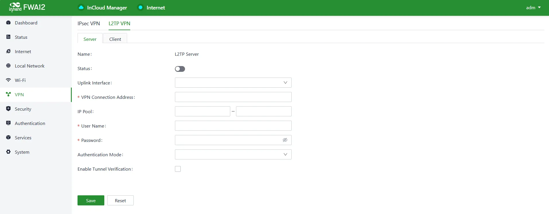 L2TP VPN interface