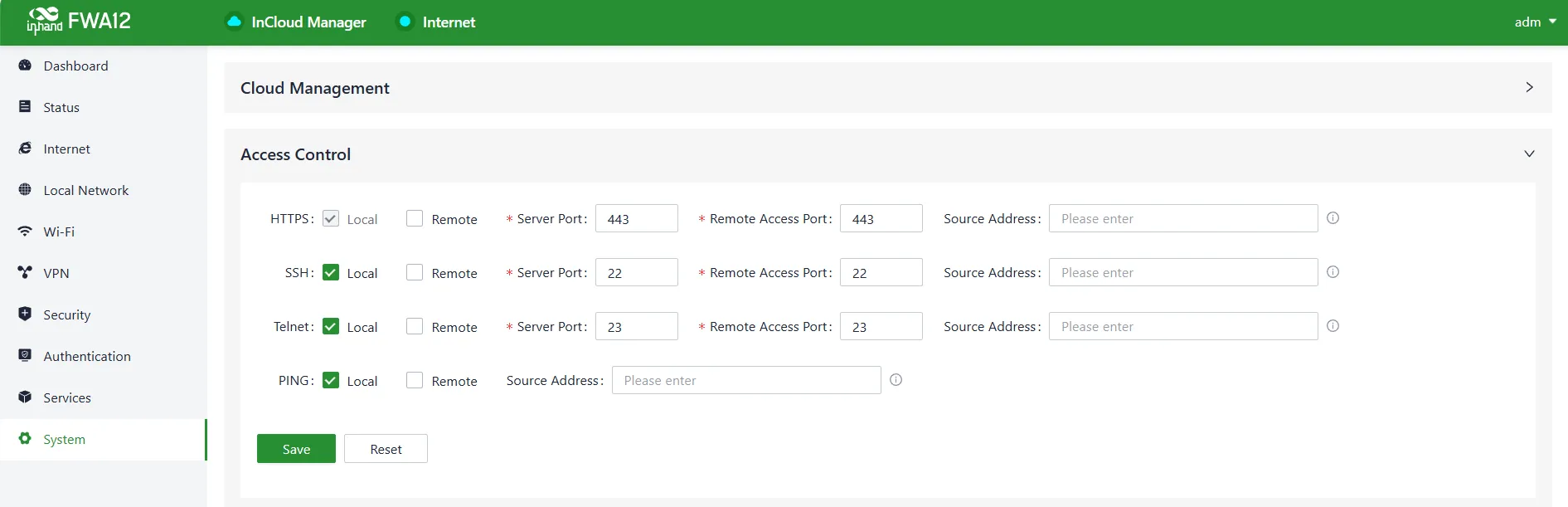 Configure the Remote Access Control