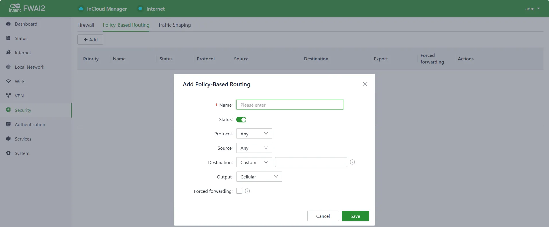 Add a Policy-Based Routing
