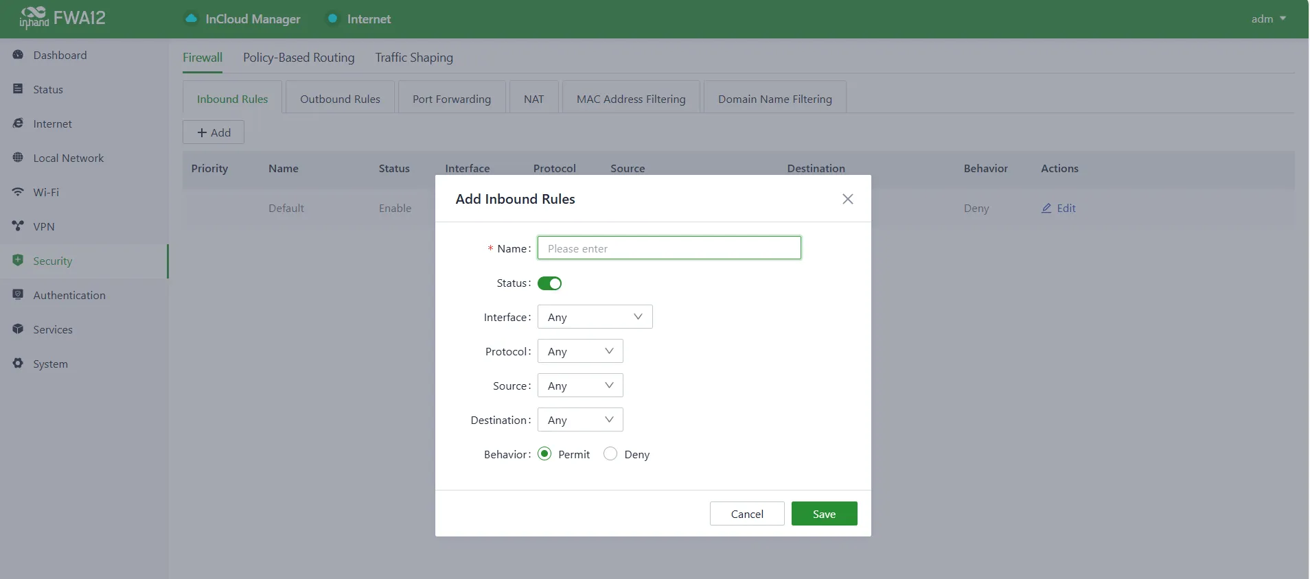 Add an Inbound Rule