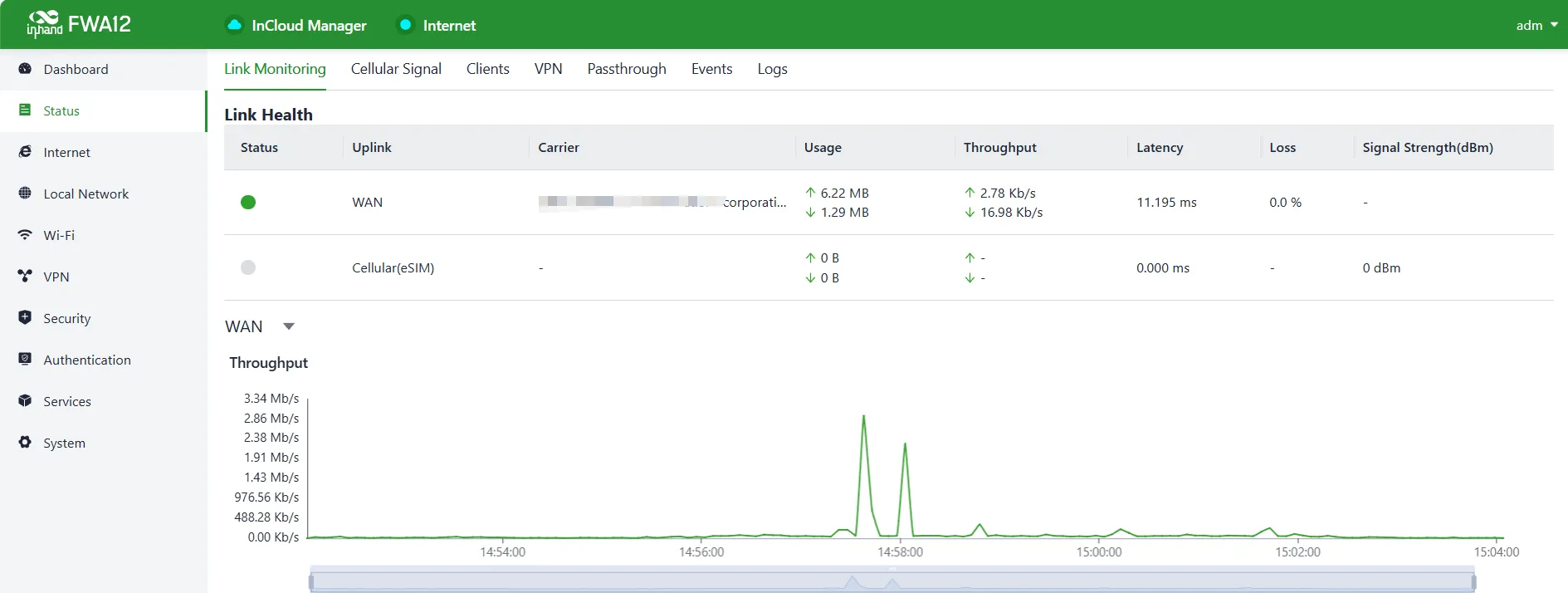 Link monitor panel