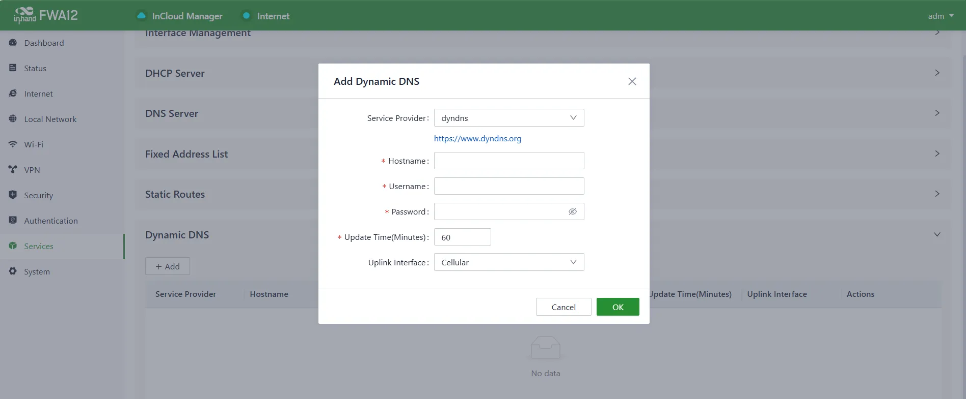 Set the Dynamic DNS Address