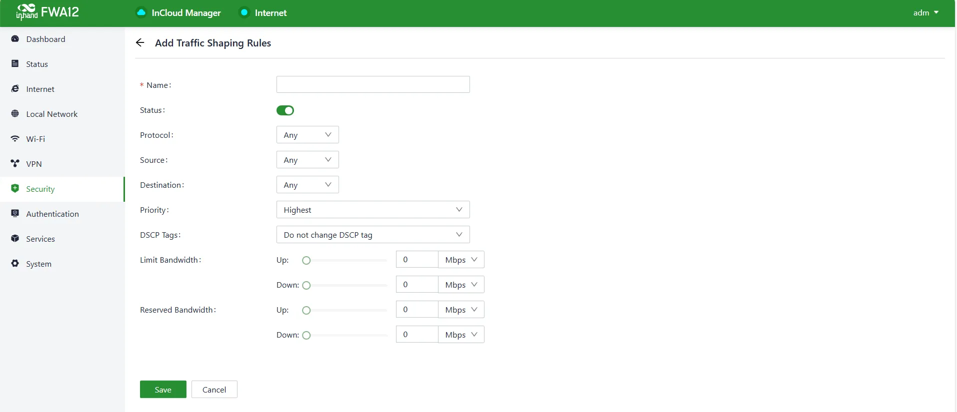Add a traffic-shaping rule