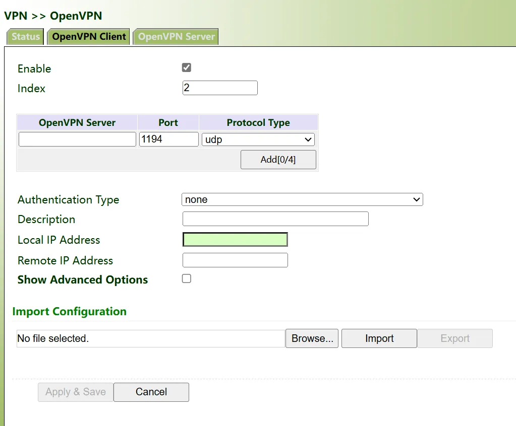 OpenVPN client configuration