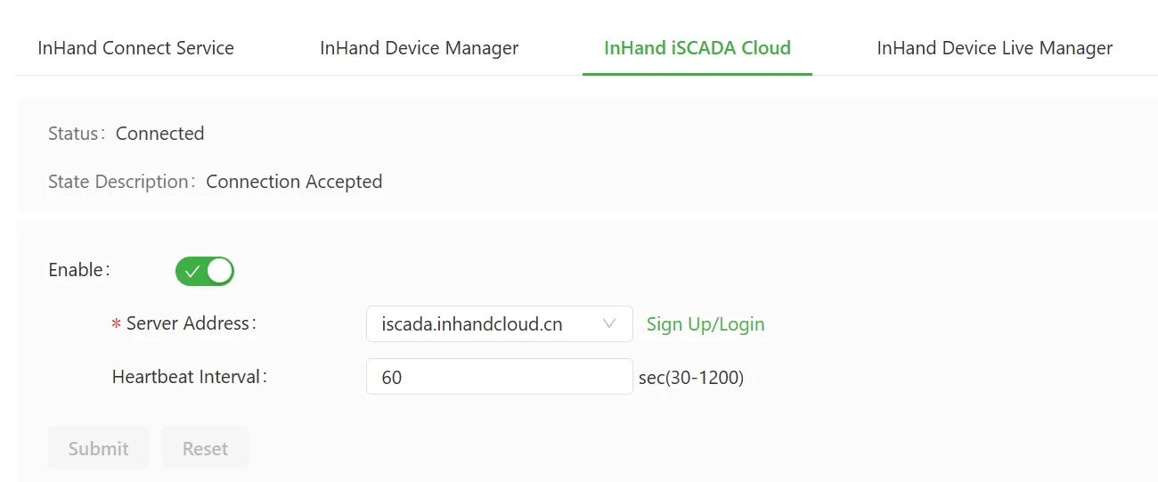 iSCADA Cloud platform configuration